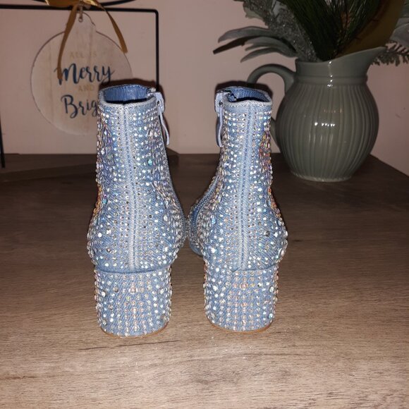 Girls Rhinestone Bling Denim Booties - Size: 11 - Picture 12 of 12